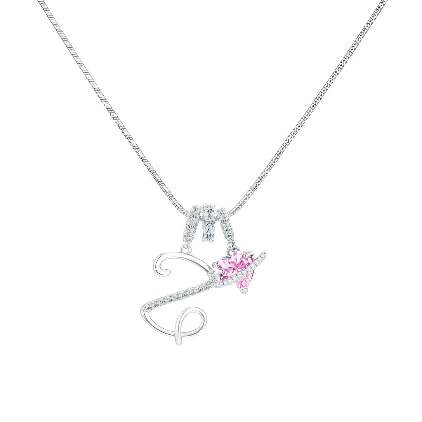 Women's Initial Heart Necklace - Silver