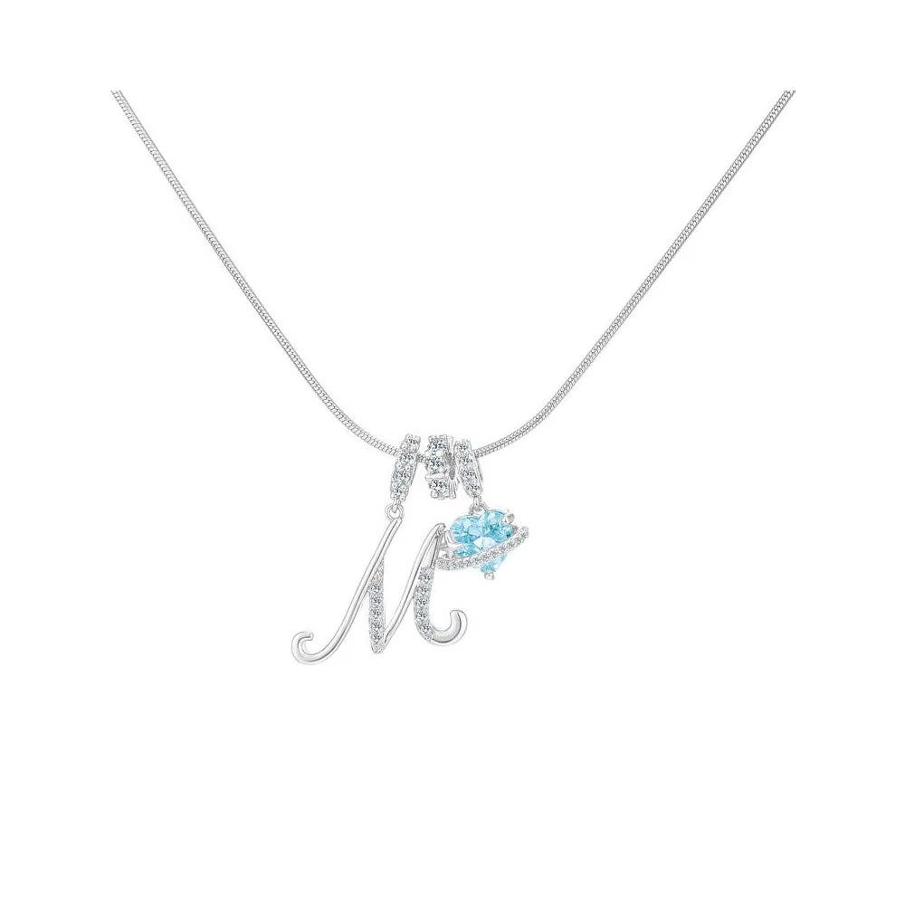 Heart-Shaped Necklace with the Initial of a Lady, Zircon Pendant, English Diamond Jewelry, Suitable for Friday