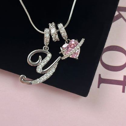 Women's Initial Heart Necklace - Silver