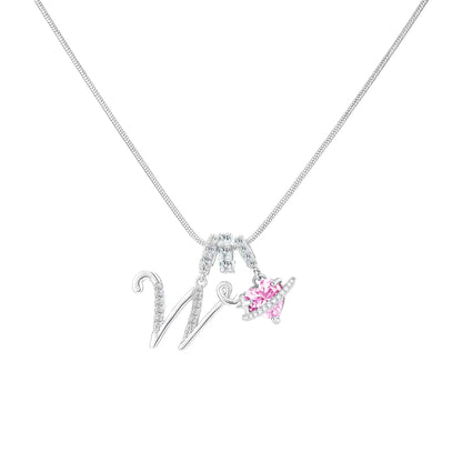 Women's Initial Heart Necklace - Silver