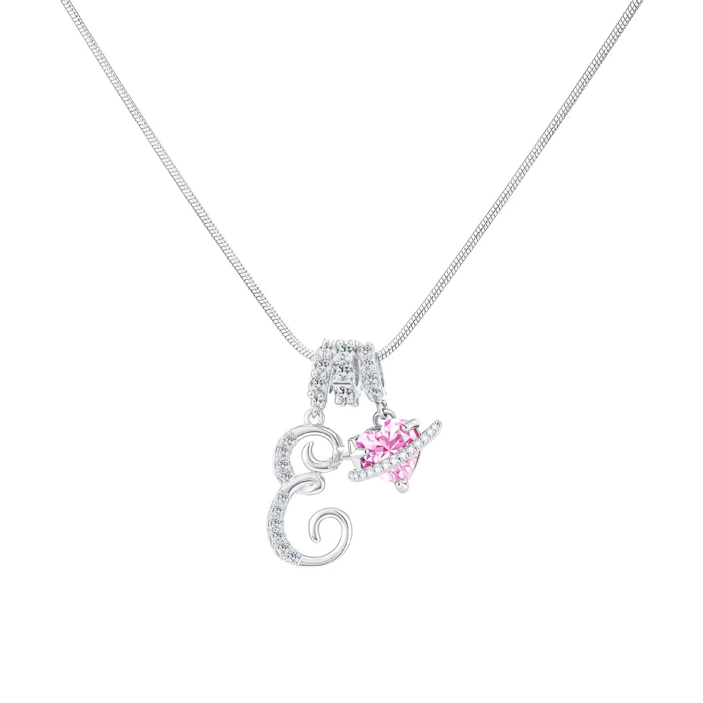 Women's Initial Heart Necklace - Silver