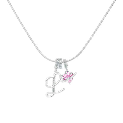 Women's Initial Heart Necklace - Silver