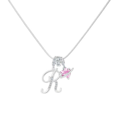 Women's Initial Heart Necklace - Silver