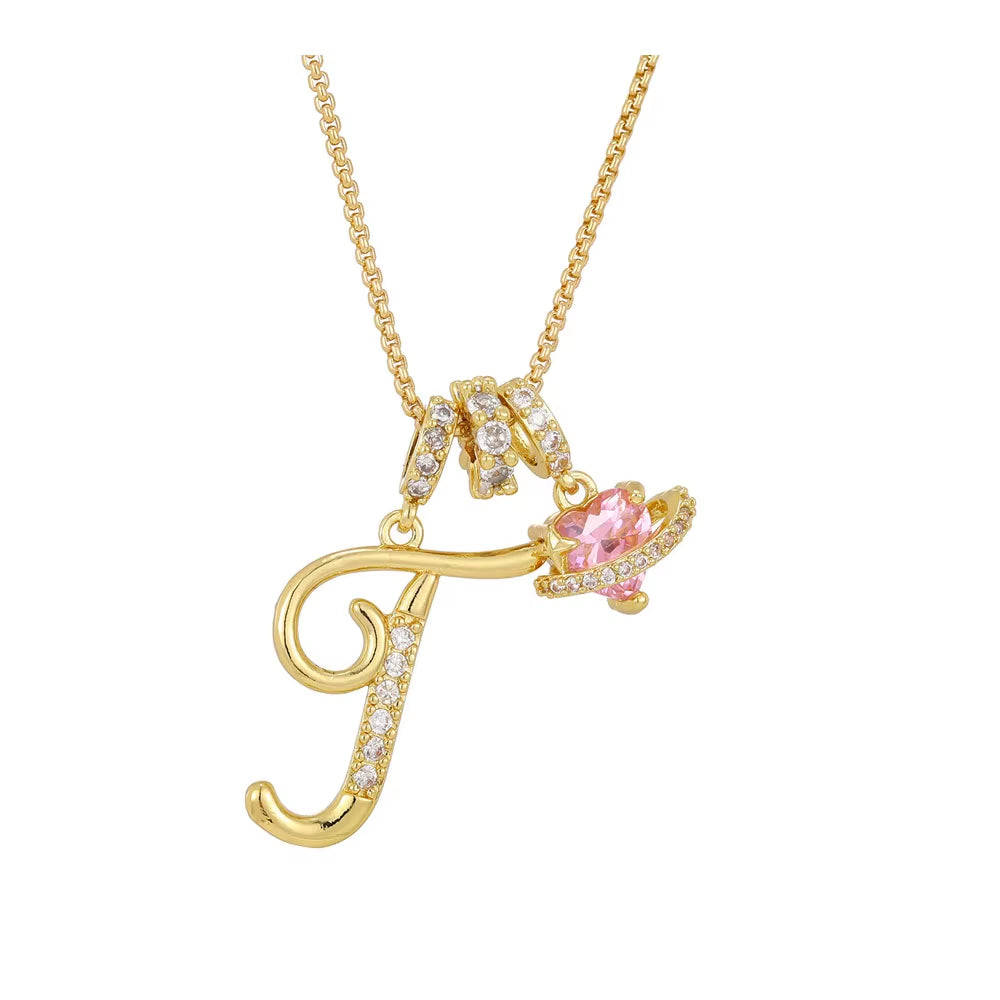 Women'S Initial Heart Necklace with Customizable Name Art Design Letter Jewelry Gold Chain Set Adjustable Size Hypoallergenic