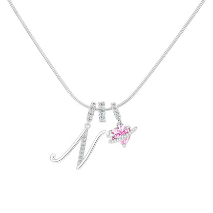 Women's Initial Heart Necklace - Silver