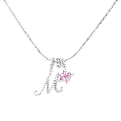 Women's Initial Heart Necklace - Silver