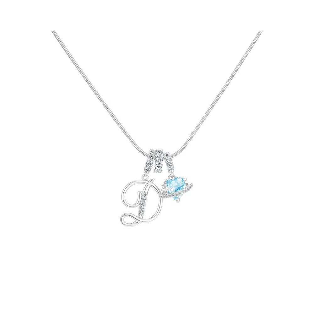 Heart-Shaped Necklace with the Initial of a Lady, Zircon Pendant, English Diamond Jewelry, Suitable for Friday