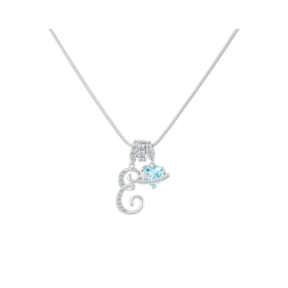 Heart-Shaped Necklace with the Initial of a Lady, Zircon Pendant, English Diamond Jewelry, Suitable for Friday