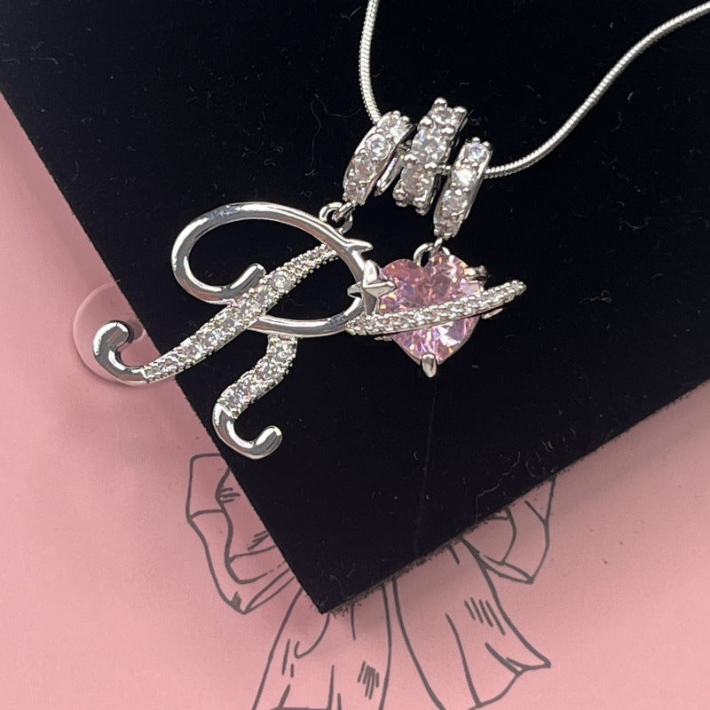 Women's Initial Heart Necklace - Silver