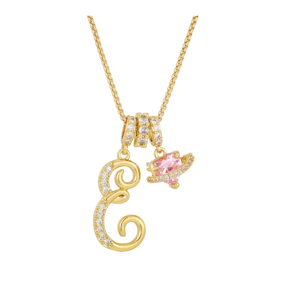 Women'S Initial Heart Necklace with Customizable Name Art Design Letter Jewelry Gold Chain Set Adjustable Size Hypoallergenic