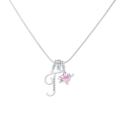 Women's Initial Heart Necklace - Silver