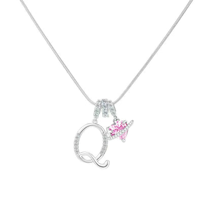 Women's Initial Heart Necklace - Silver
