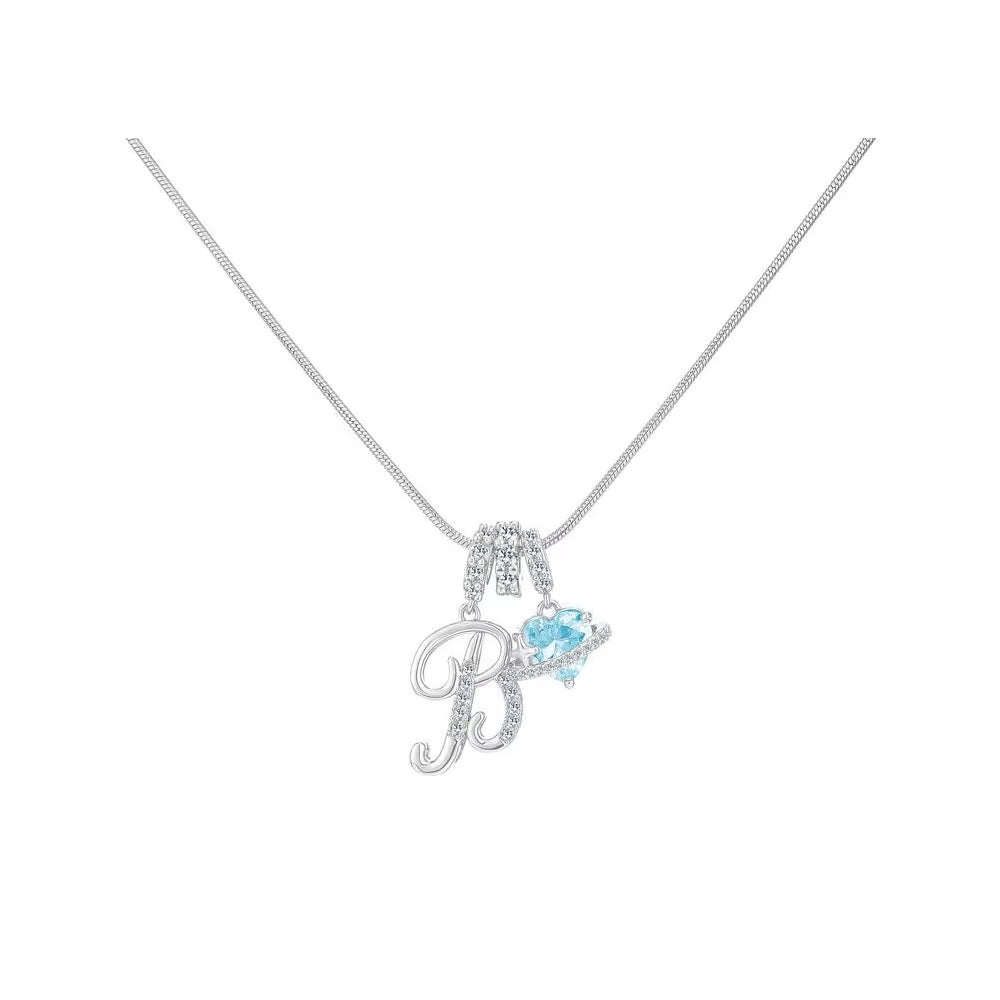 Heart-Shaped Necklace with the Initial of a Lady, Zircon Pendant, English Diamond Jewelry, Suitable for Friday