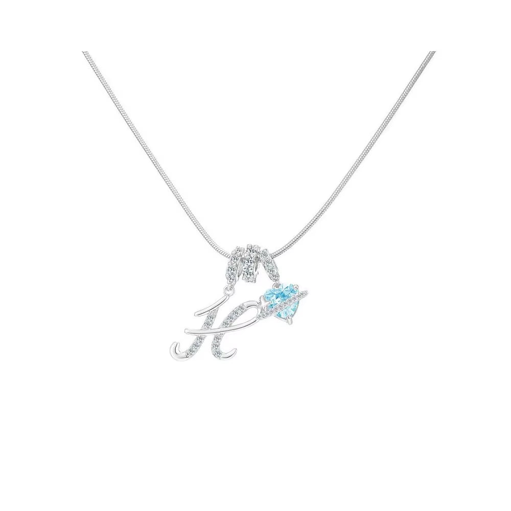 Heart-Shaped Necklace with the Initial of a Lady, Zircon Pendant, English Diamond Jewelry, Suitable for Friday