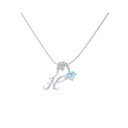 Heart-Shaped Necklace with the Initial of a Lady, Zircon Pendant, English Diamond Jewelry, Suitable for Friday
