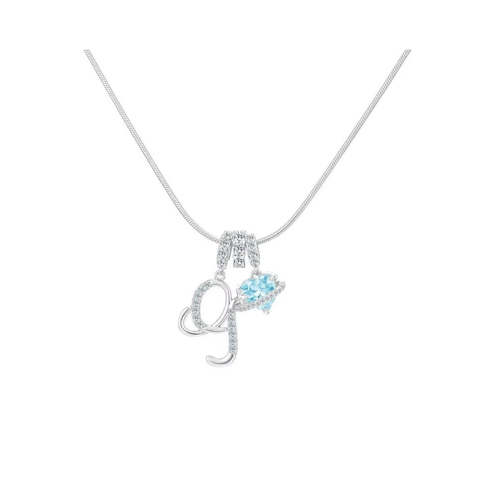 Heart-Shaped Necklace with the Initial of a Lady, Zircon Pendant, English Diamond Jewelry, Suitable for Friday