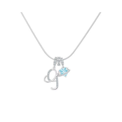 Heart-Shaped Necklace with the Initial of a Lady, Zircon Pendant, English Diamond Jewelry, Suitable for Friday