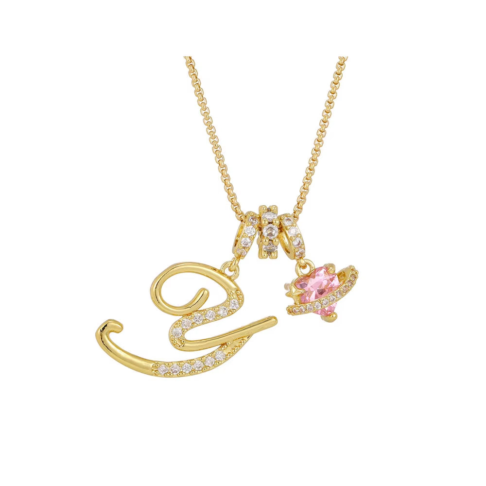 Women'S Initial Heart Necklace with Customizable Name Art Design Letter Jewelry Gold Chain Set Adjustable Size Hypoallergenic