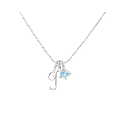 Heart-Shaped Necklace with the Initial of a Lady, Zircon Pendant, English Diamond Jewelry, Suitable for Friday