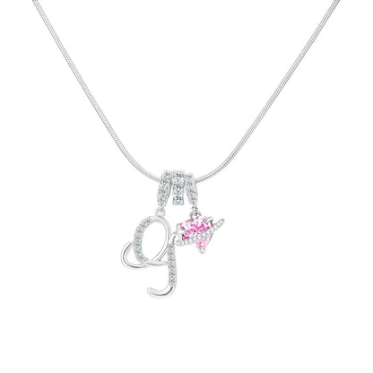 Women's Initial Heart Necklace - Silver