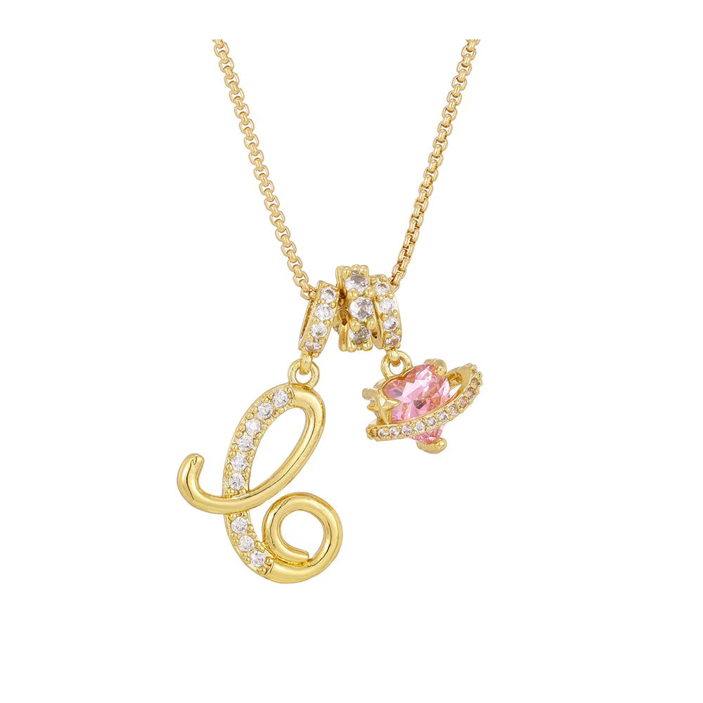 Women'S Initial Heart Necklace with Customizable Name Art Design Letter Jewelry Gold Chain Set Adjustable Size Hypoallergenic