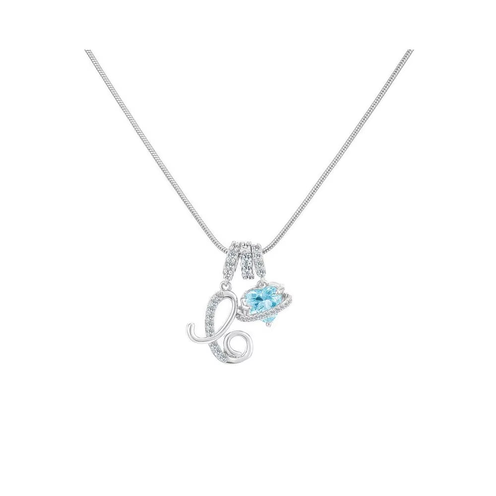 Heart-Shaped Necklace with the Initial of a Lady, Zircon Pendant, English Diamond Jewelry, Suitable for Friday