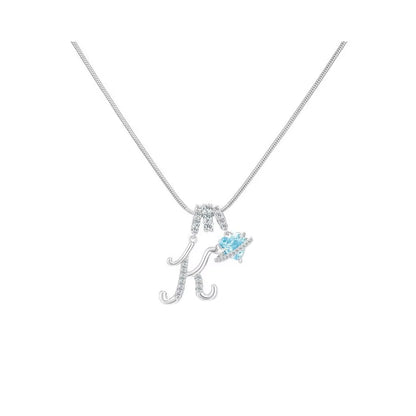 Heart-Shaped Necklace with the Initial of a Lady, Zircon Pendant, English Diamond Jewelry, Suitable for Friday