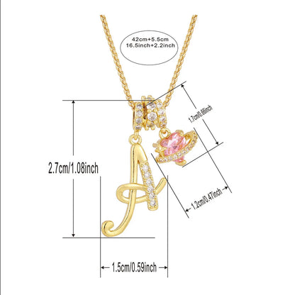 Heart-Shaped Necklace with the Initial of a Lady, Zircon Pendant, English Diamond Jewelry, Suitable for Friday