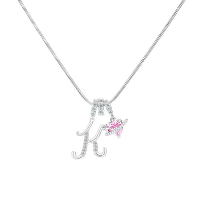 Women's Initial Heart Necklace - Silver