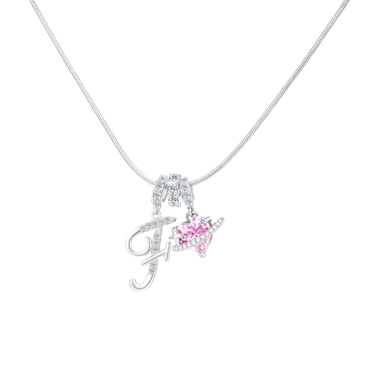 Women's Initial Heart Necklace - Silver