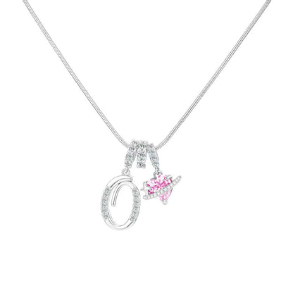 Women's Initial Heart Necklace - Silver