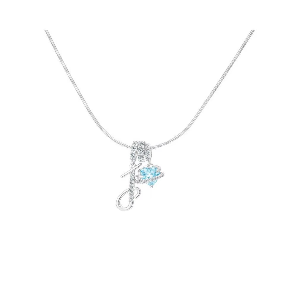 Heart-Shaped Necklace with the Initial of a Lady, Zircon Pendant, English Diamond Jewelry, Suitable for Friday
