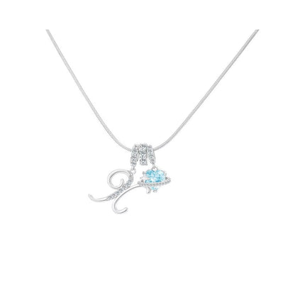 Heart-Shaped Necklace with the Initial of a Lady, Zircon Pendant, English Diamond Jewelry, Suitable for Friday
