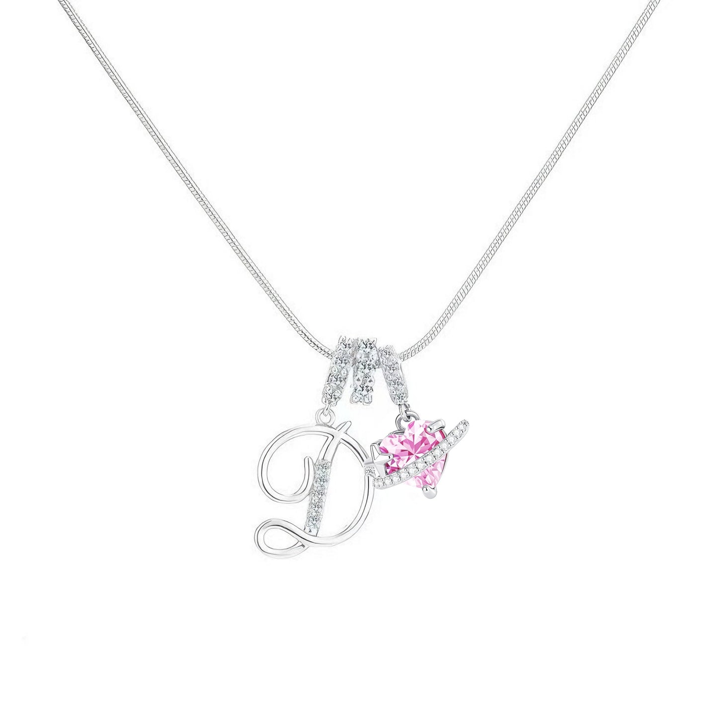 Women's Initial Heart Necklace - Silver