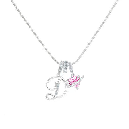 Women's Initial Heart Necklace - Silver