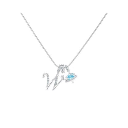 Heart-Shaped Necklace with the Initial of a Lady, Zircon Pendant, English Diamond Jewelry, Suitable for Friday
