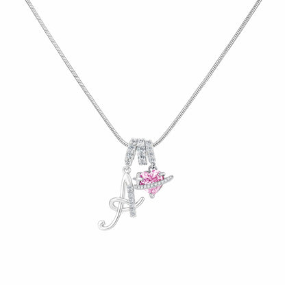 Women's Initial Heart Necklace - Silver