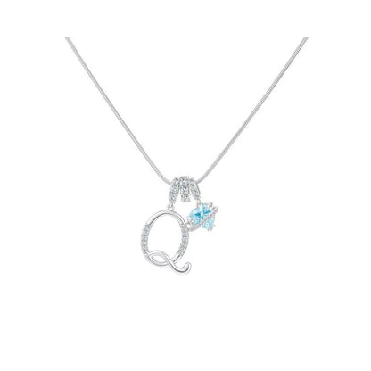 Heart-Shaped Necklace with the Initial of a Lady, Zircon Pendant, English Diamond Jewelry, Suitable for Friday