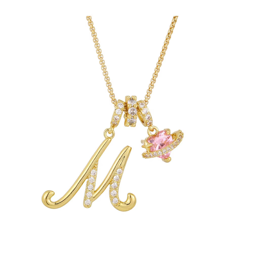 Women'S Initial Heart Necklace with Customizable Name Art Design Letter Jewelry Gold Chain Set Adjustable Size Hypoallergenic