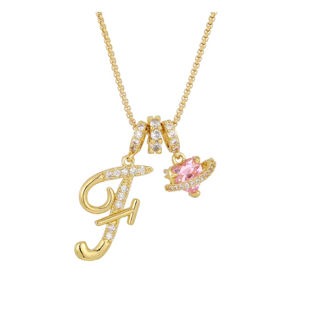 Women'S Initial Heart Necklace with Customizable Name Art Design Letter Jewelry Gold Chain Set Adjustable Size Hypoallergenic