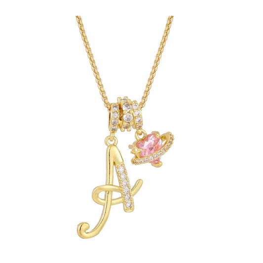 Women'S Initial Heart Necklace with Customizable Name Art Design Letter Jewelry Gold Chain Set Adjustable Size Hypoallergenic