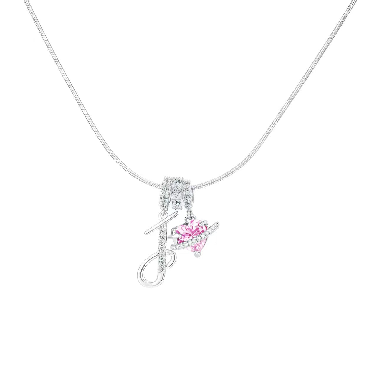 Women's Initial Heart Necklace - Silver