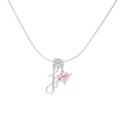 Women's Initial Heart Necklace - Silver