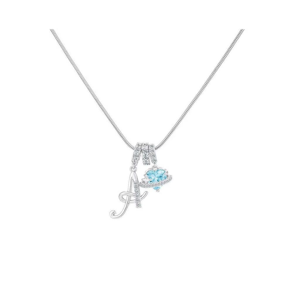 Heart-Shaped Necklace with the Initial of a Lady, Zircon Pendant, English Diamond Jewelry, Suitable for Friday