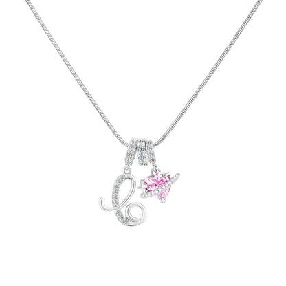 Women's Initial Heart Necklace - Silver