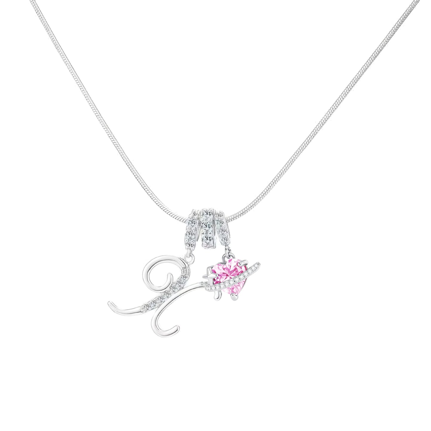 Women's Initial Heart Necklace - Silver