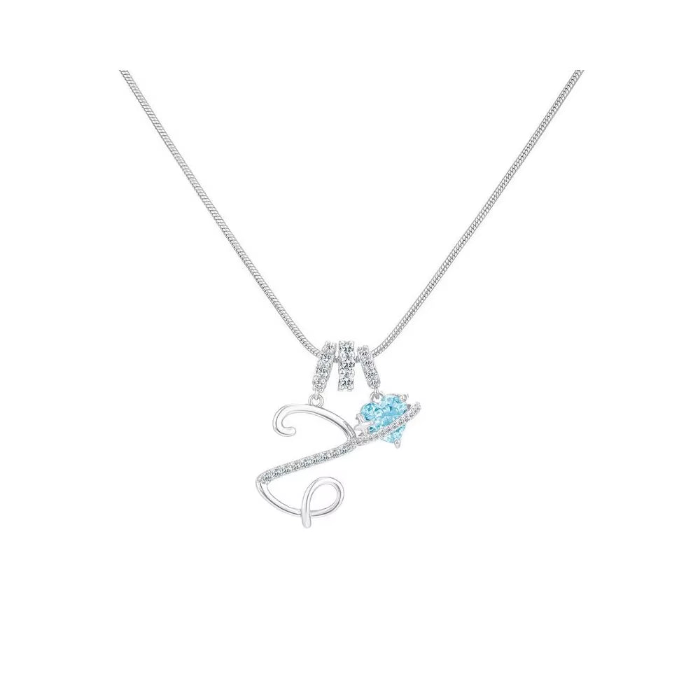 Heart-Shaped Necklace with the Initial of a Lady, Zircon Pendant, English Diamond Jewelry, Suitable for Friday